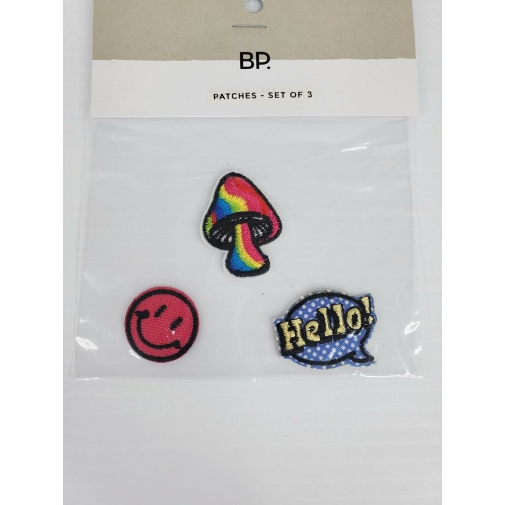 BP. 3 Pack Assorted Artistic Mello Mushroom Emoji Fashion Accessorize Patch